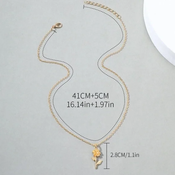 2/$10 NEW! Dainty Rose Flower Charm Necklace Dainty Cute Boho Sunmer - Picture 4 of 5